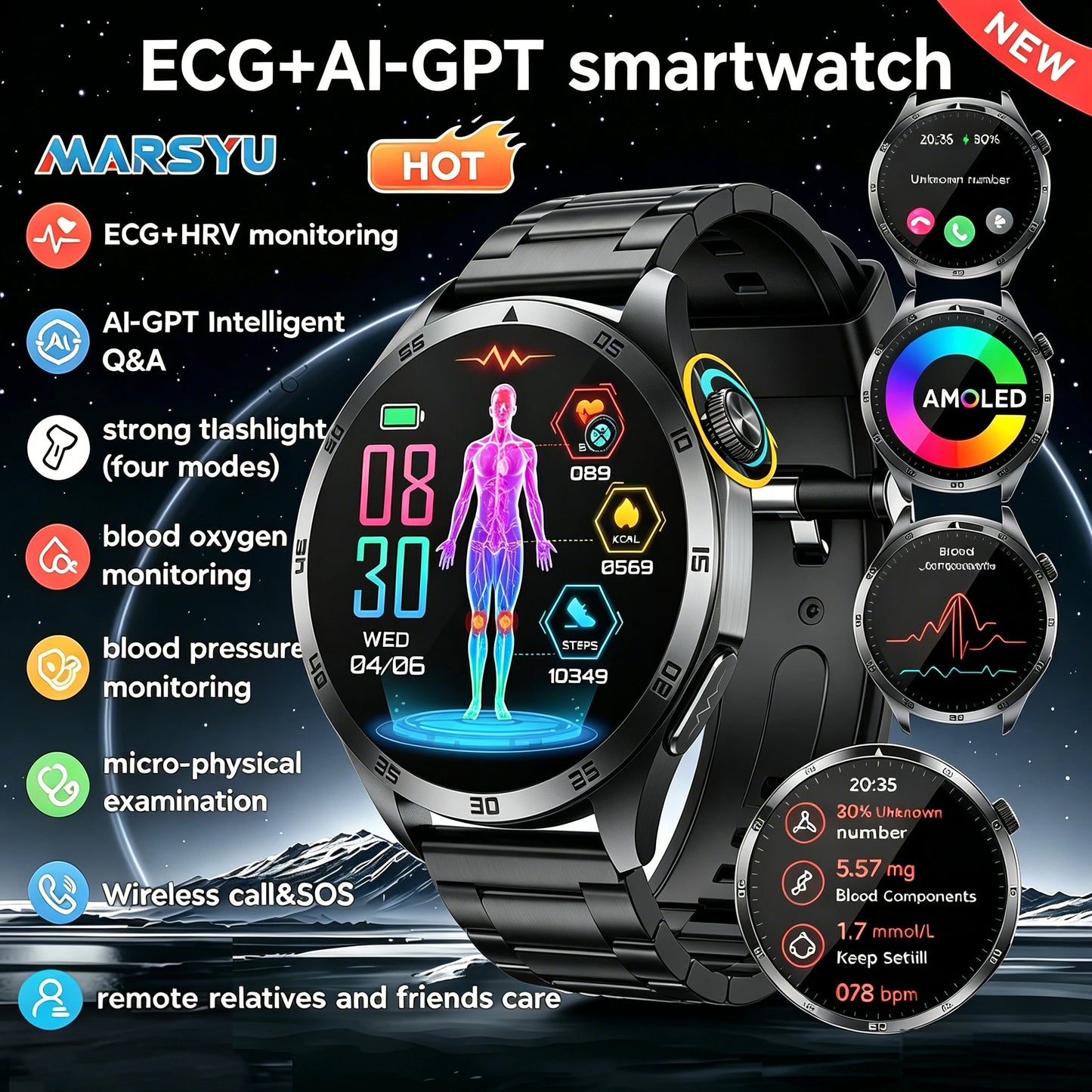Marsyu 2026 New Nursing Grade Smart Watch