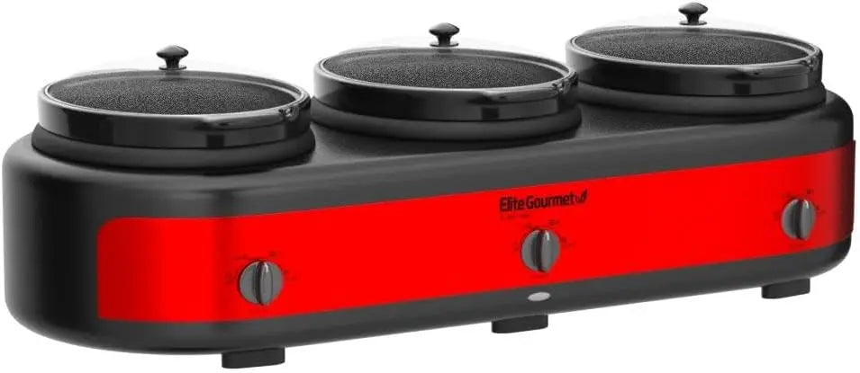Elite EWMST-325R Maxi-Matic Triple Slow Cooker, 3 x 2.5 Qt