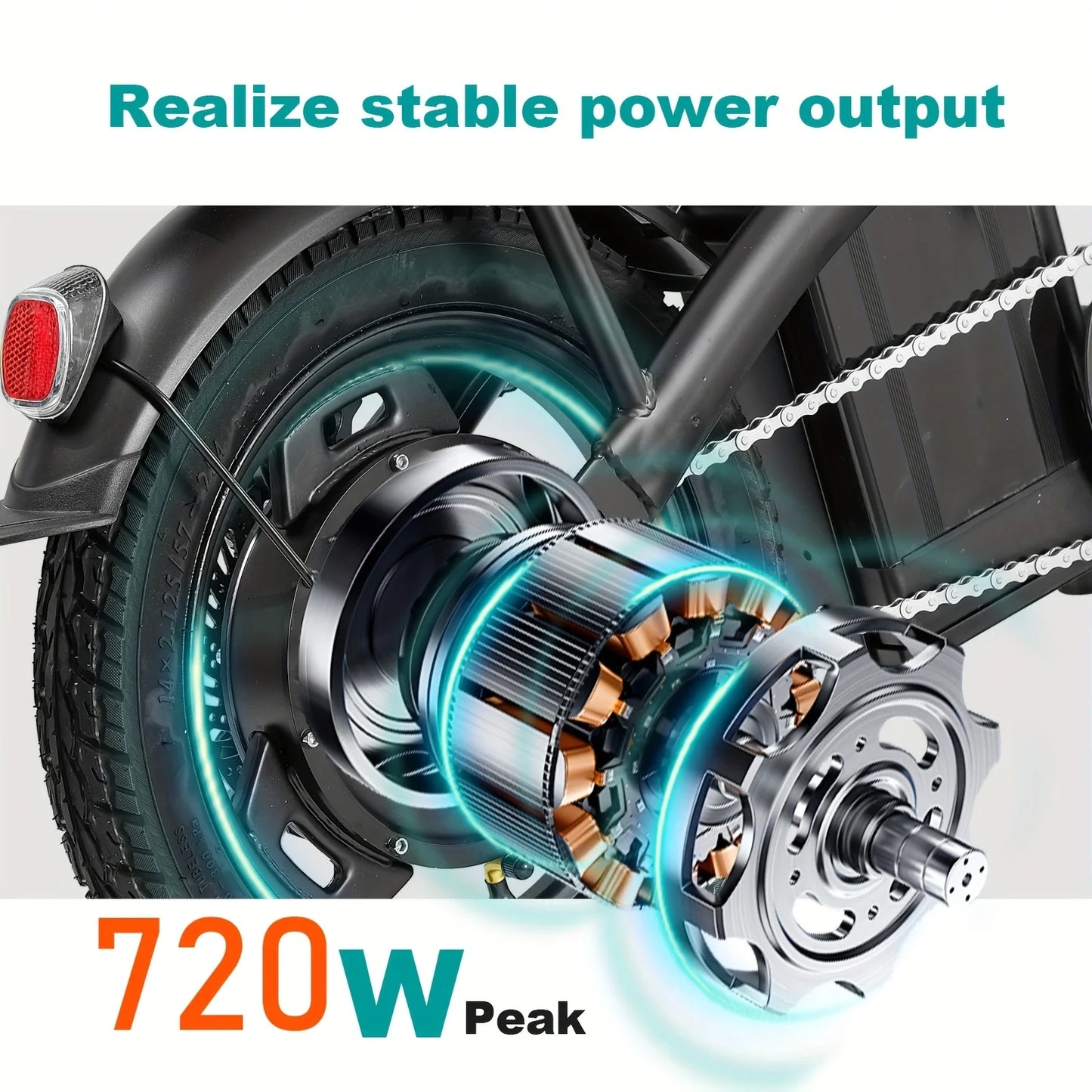 LELEKUAI 14" Electric Bike, Foldable, Adult Commuter