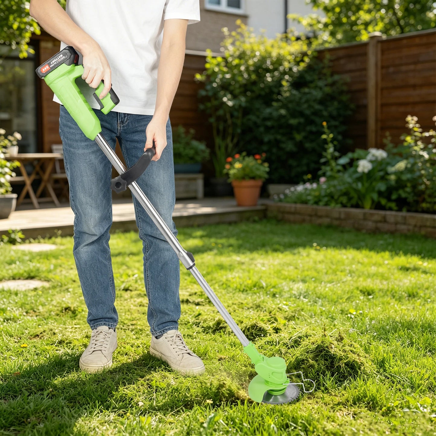 Cordless Grass Trimmer+650W Power, Electric Grass Trimmer