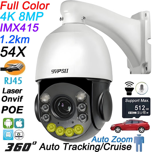 Onvif Metal Laser Infrared Full Color Auto Tracking