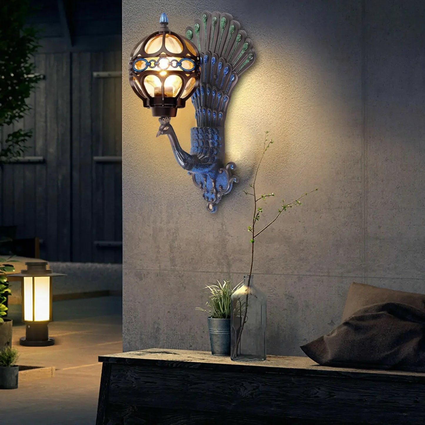 Vintage Peacock Wall Sconce Light - Antique Style
