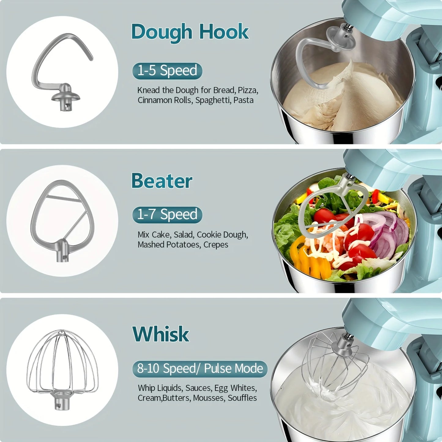 Howork 350W 10-Speed Electric Stand Mixer 5QT