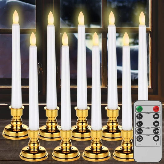 6Pcs Flameless Window Candles with Remote and Holder