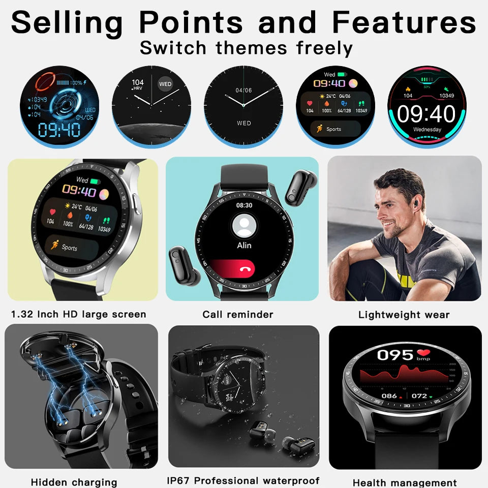 2024 New X10 New Men Bluetooth Headset watch