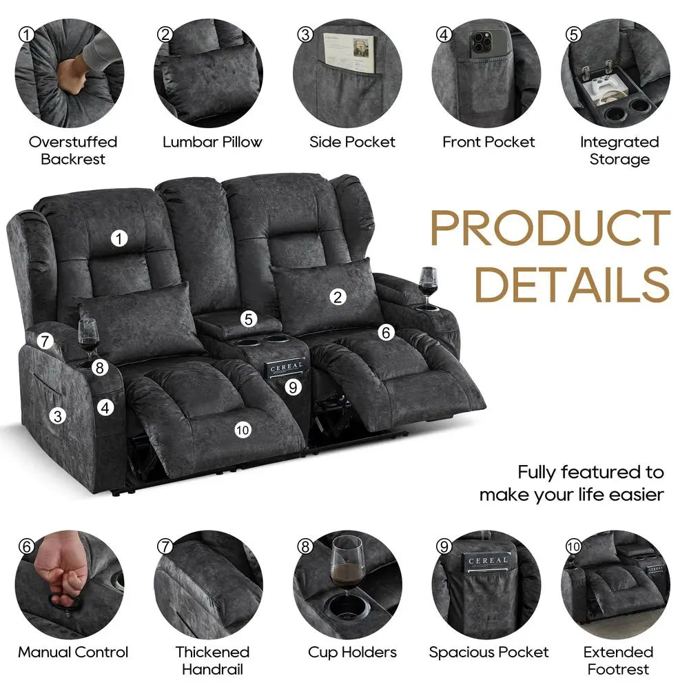 Leather Living Room Furniture Set Reclining Sofa Set Loveseat