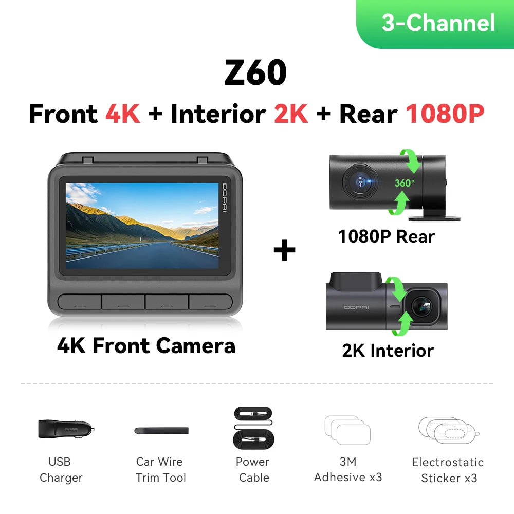 DDPAI Z60 4K+2K+1080P Dash Cam
