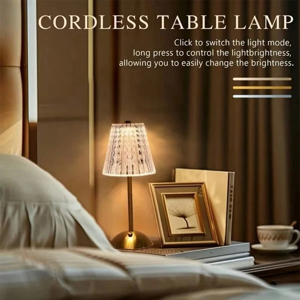 1/2 pcs Rechargeable Crystal Table Lamp with Touch Dimmable