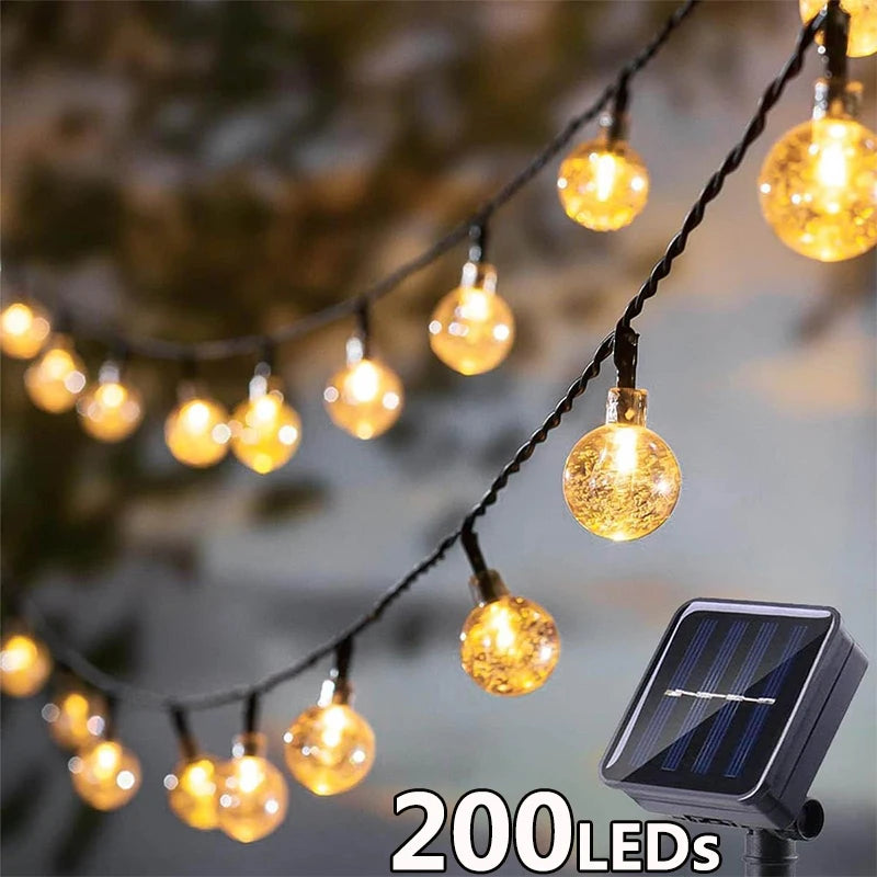 Solar String Lights Outdoor, Crystal Fairy Light, Christmas Garland
