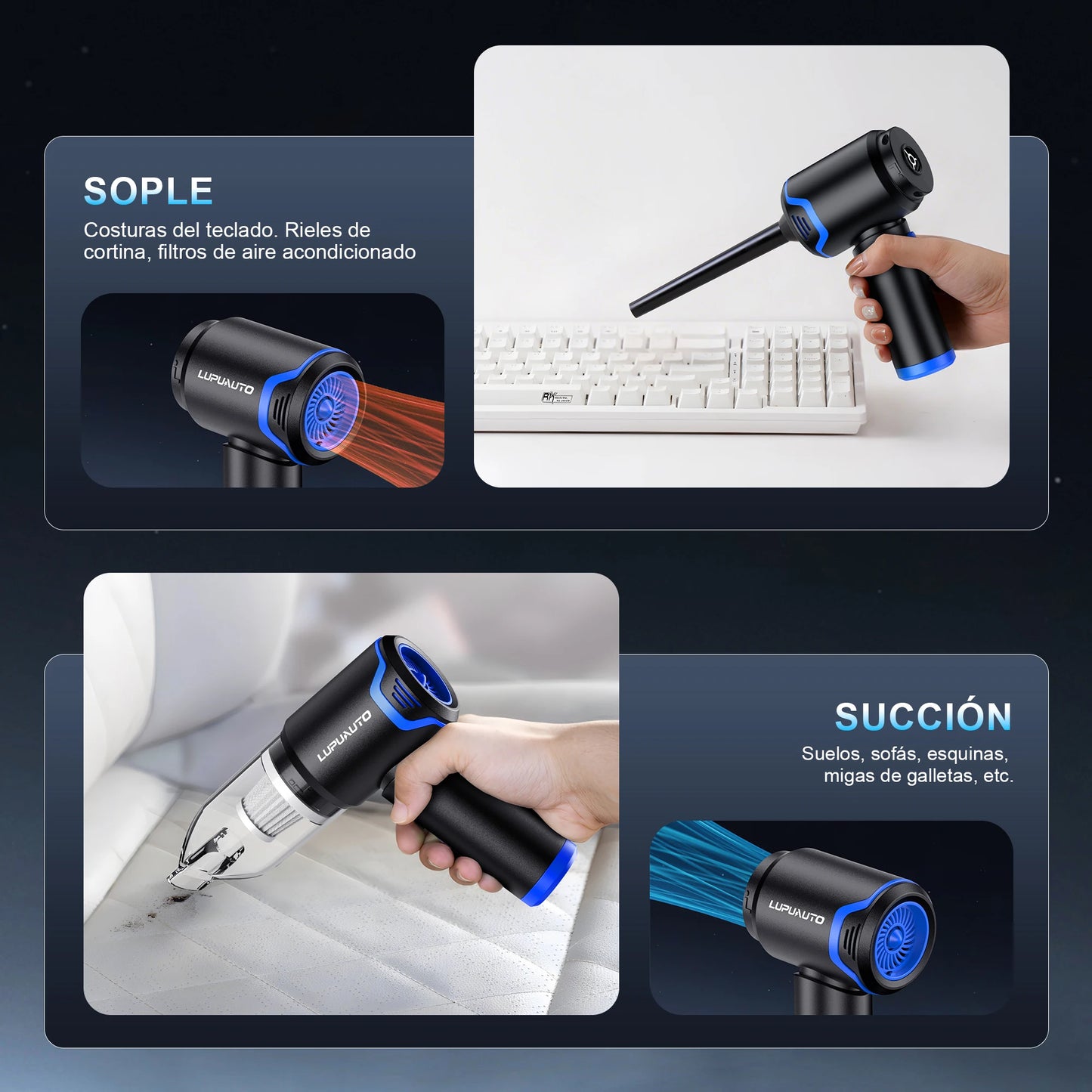 LUPUAUPO Portable Wireless Car Vacuum Cleaner