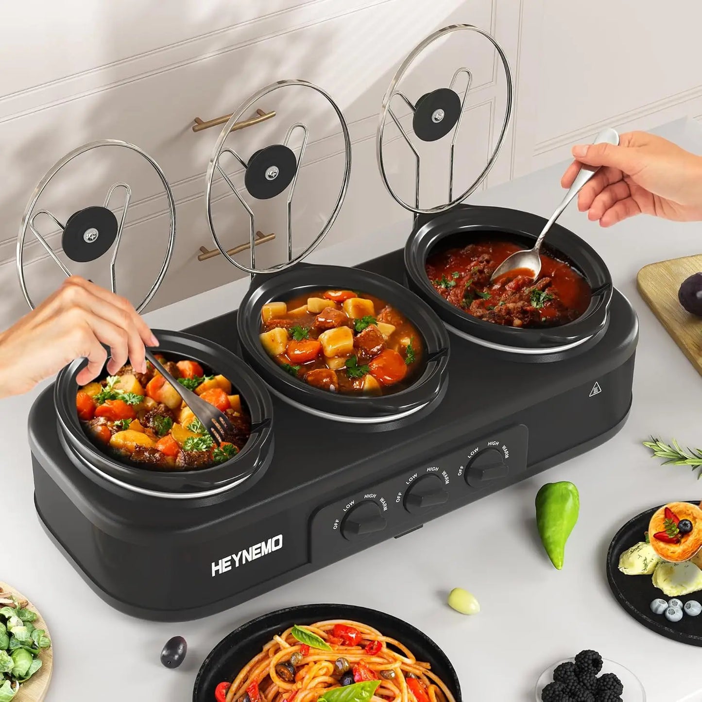 HEYNEMO Triple Slow Cooker
