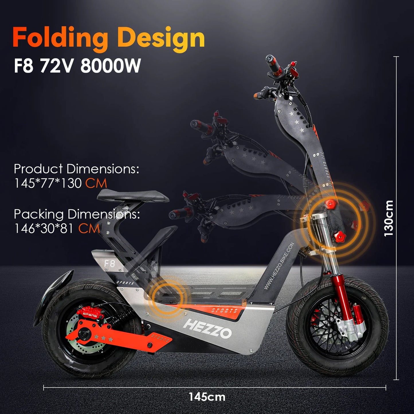 HEZZO F8 Electric Scooter 16 Inch Foldable