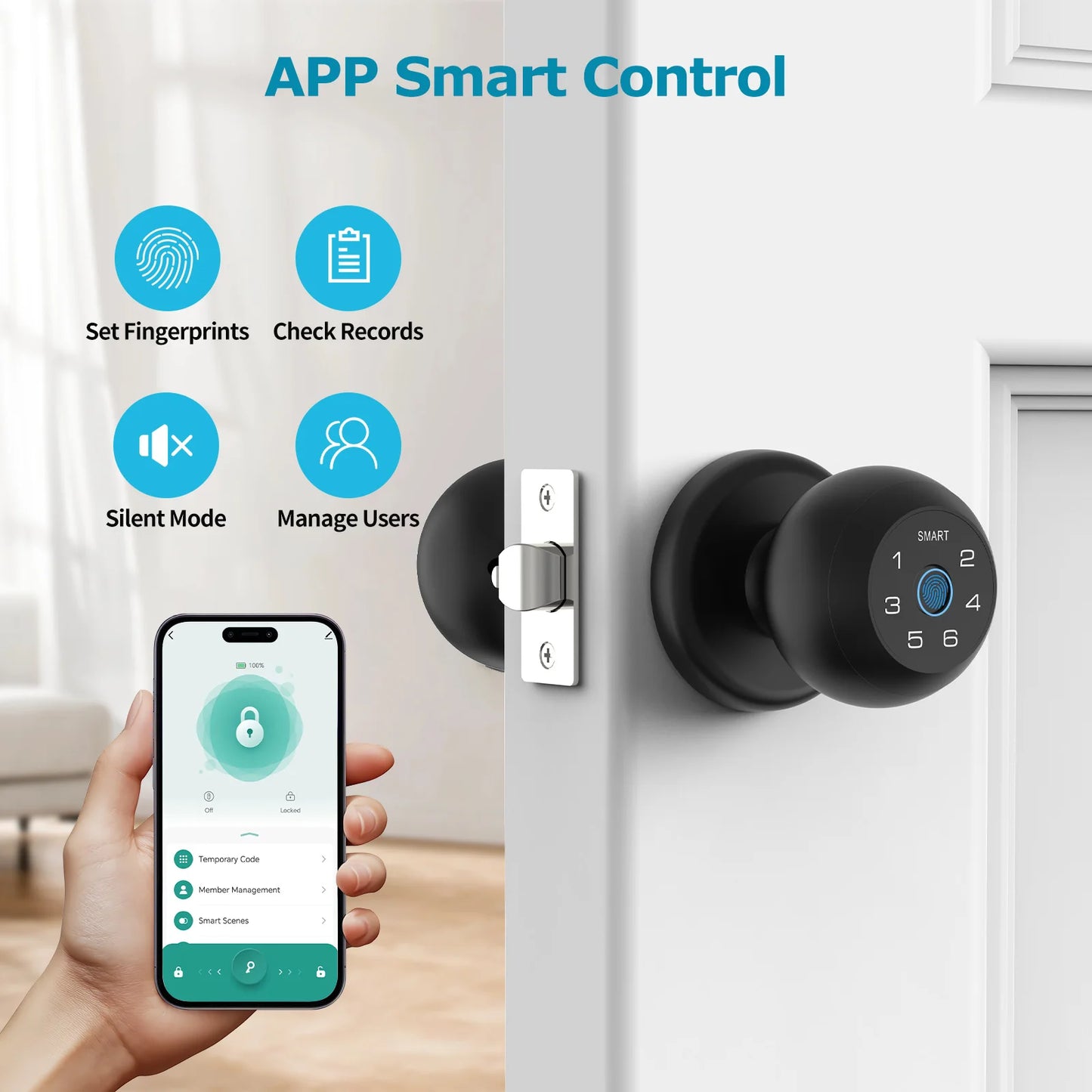 Viladepot Ball Shaped Smart Lock Fingerprint Door Lock App Control