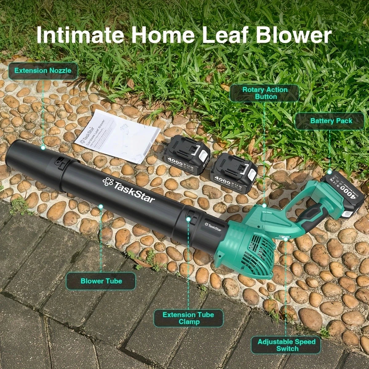 Taskstar Leaf Blower for Lawn 550CFM Electric Cordless