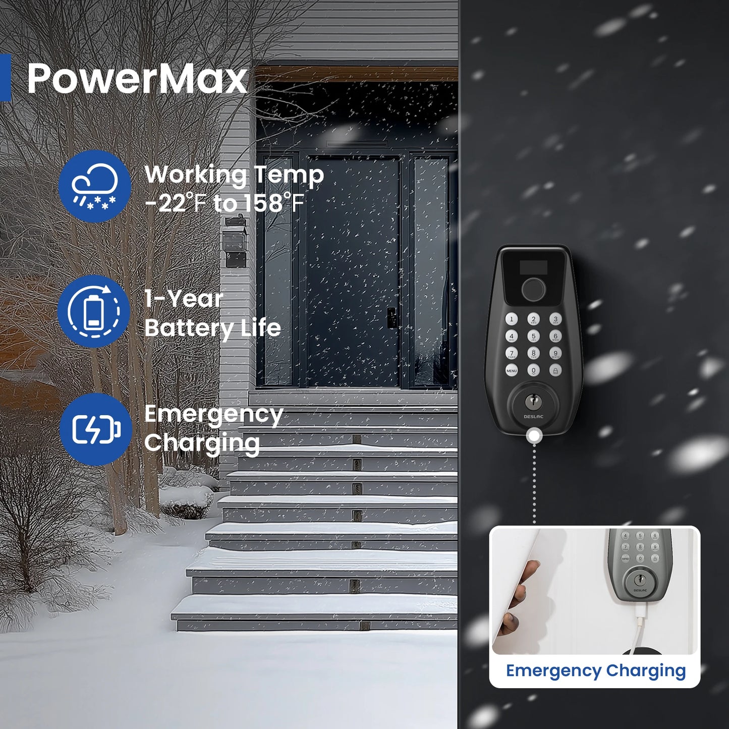 DESLOC Fingerprint Door Lock Keypad Deadbolt, Keyless Entry Door Lock