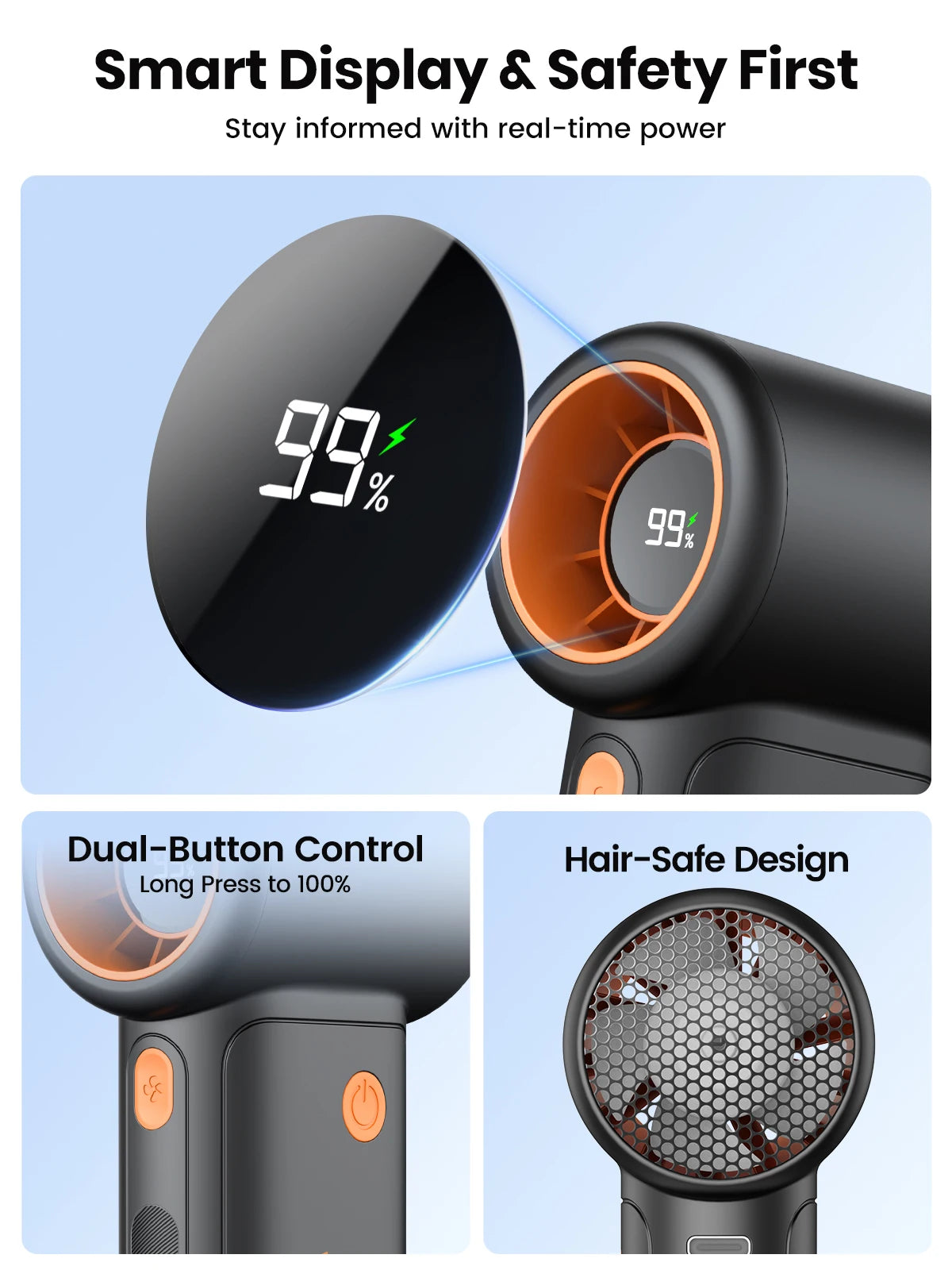 Warmco 10000mAh Turbo Portable Handheld Fan
