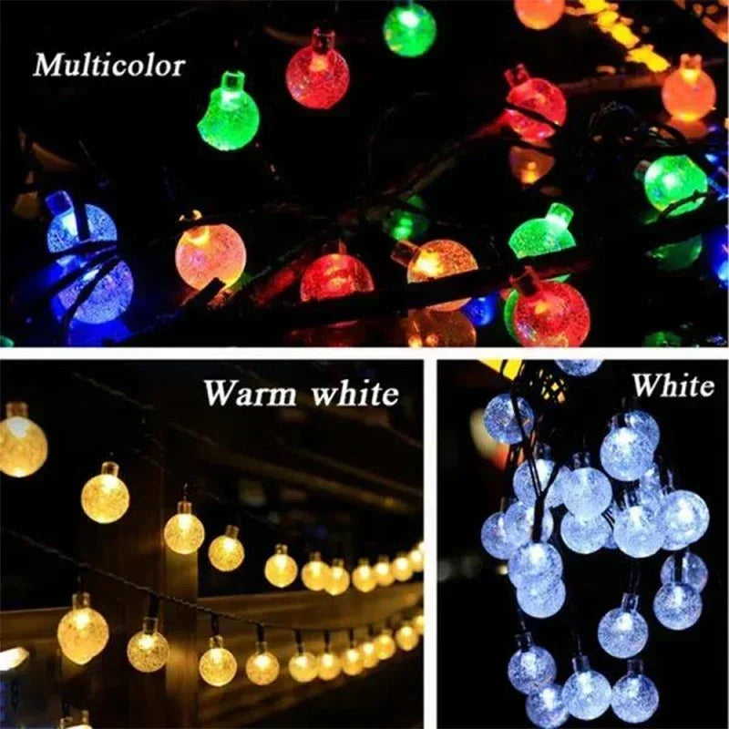Solar String Lights Outdoor, Crystal Fairy Light, Christmas Garland