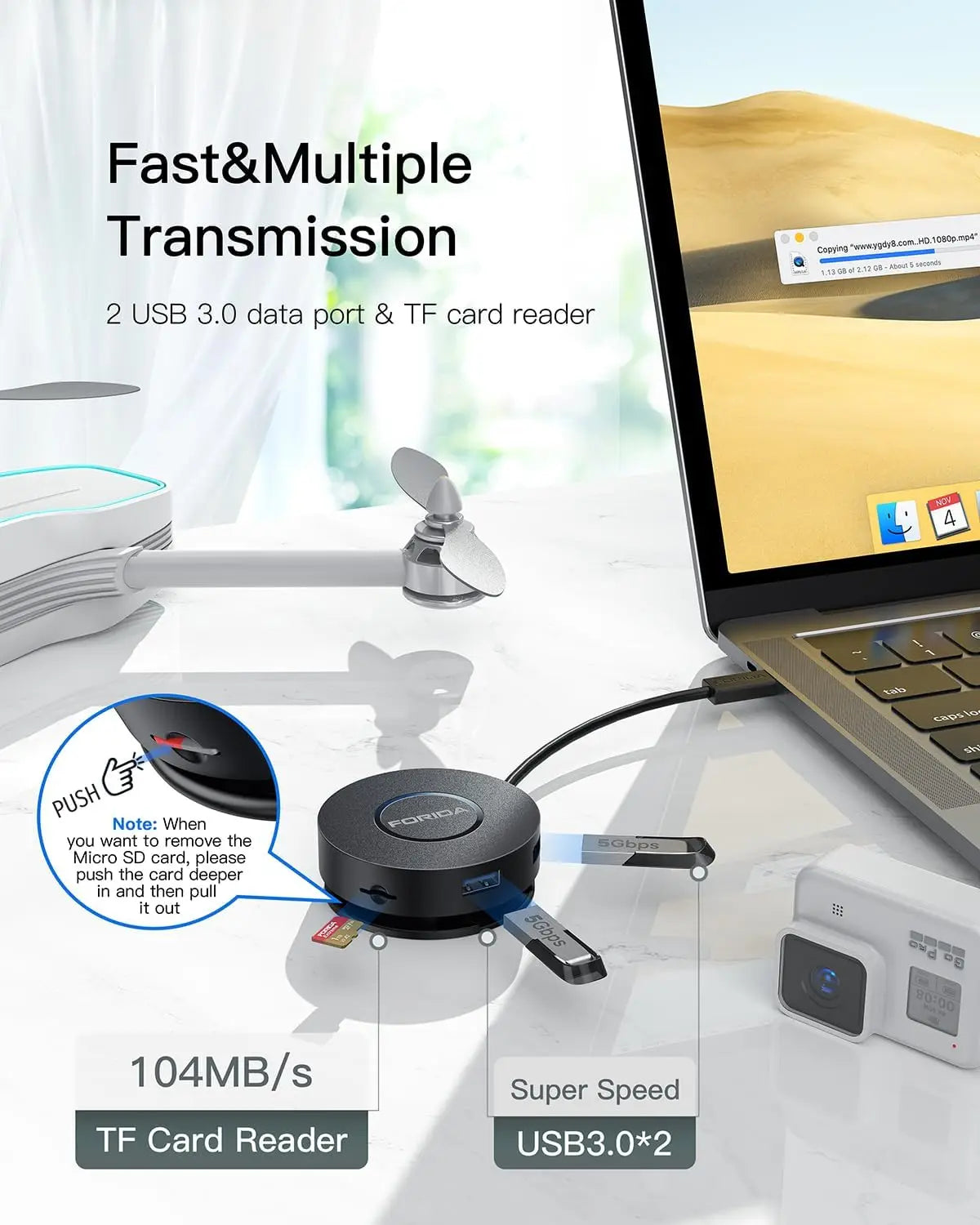 FORIDA 7-in-1 USB Computer Interface Expansion