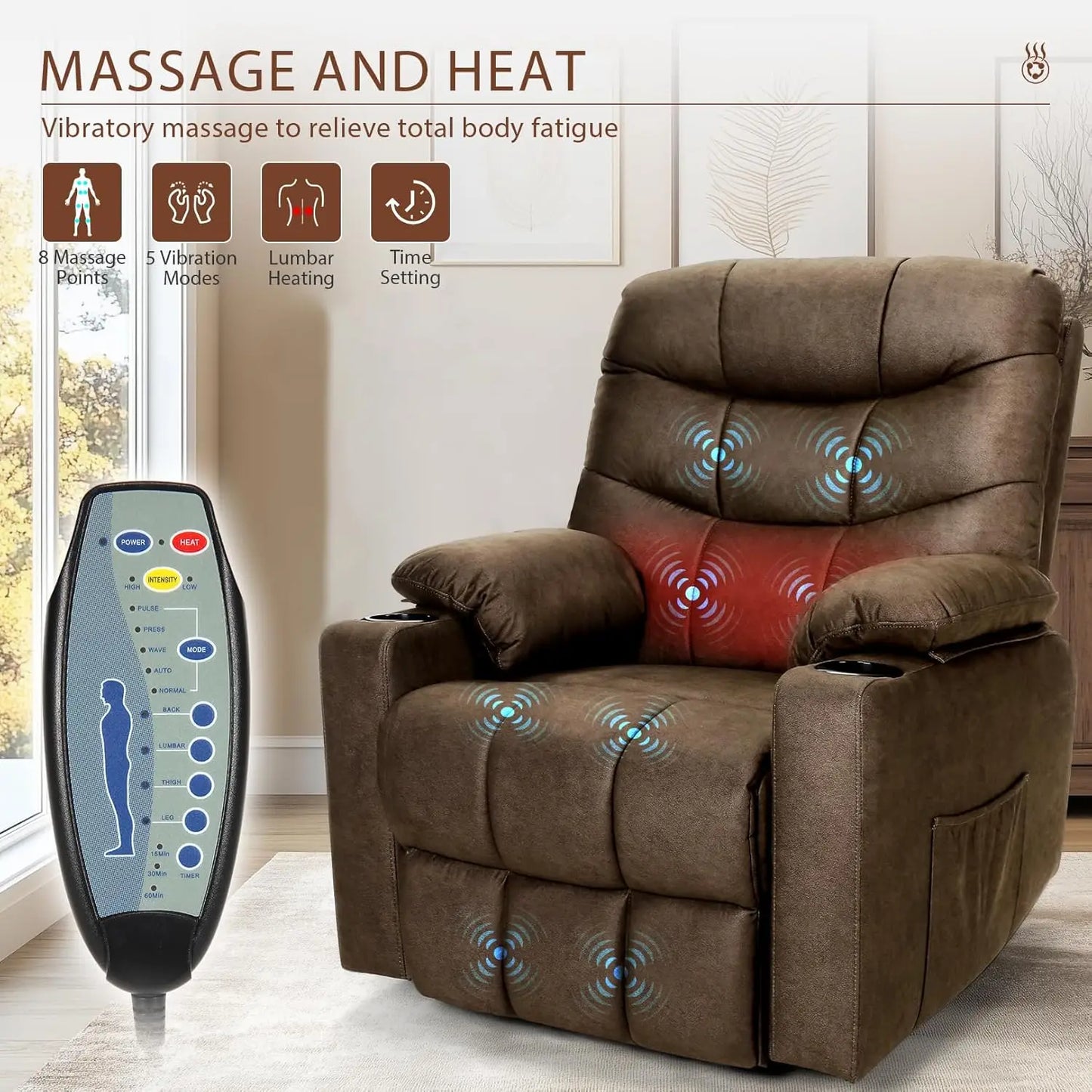 Power Lift Recliner Chair for Seniors with Heat & Massage