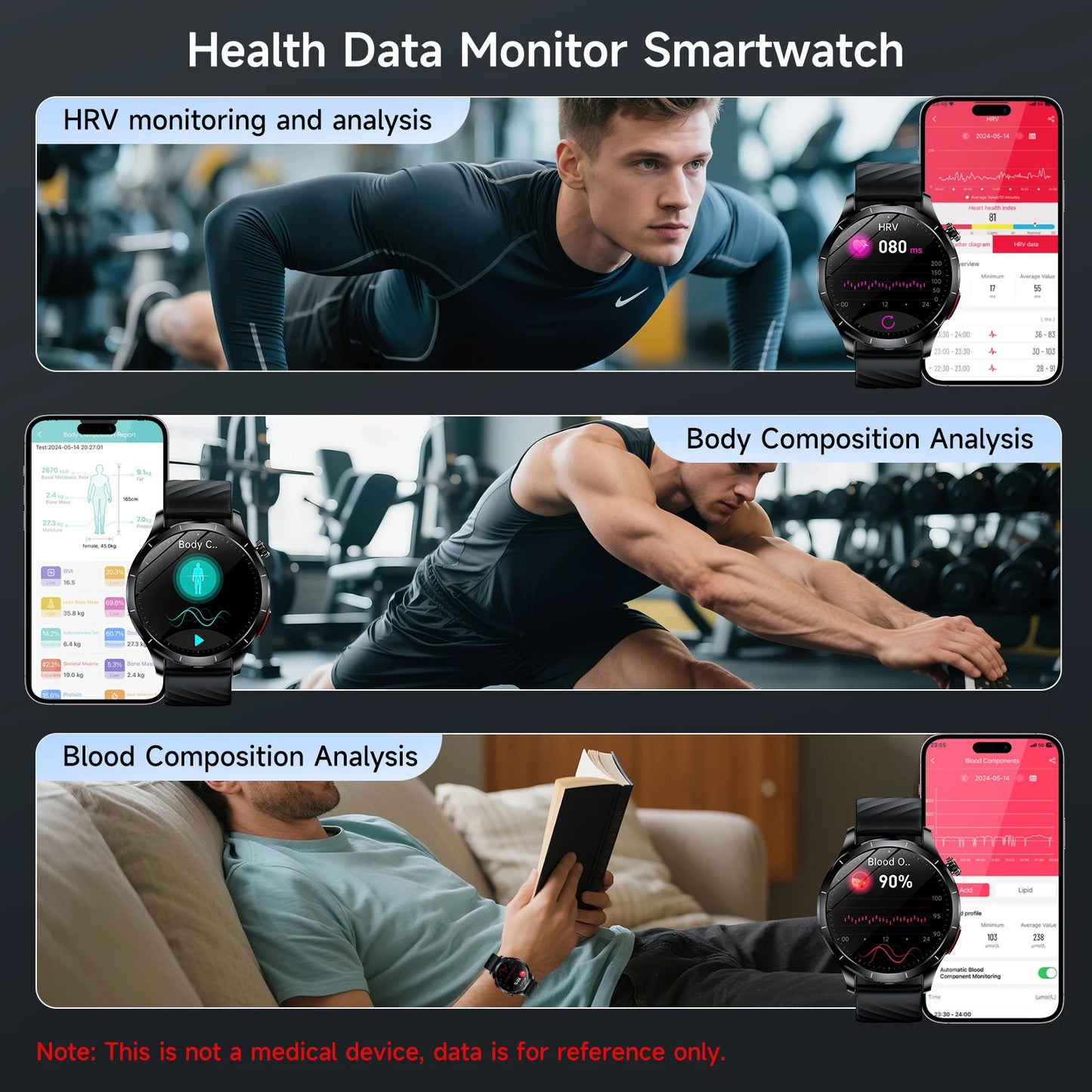 Marsyu ECG+PPG Health Diagnosis Smart watch Men's, Women's