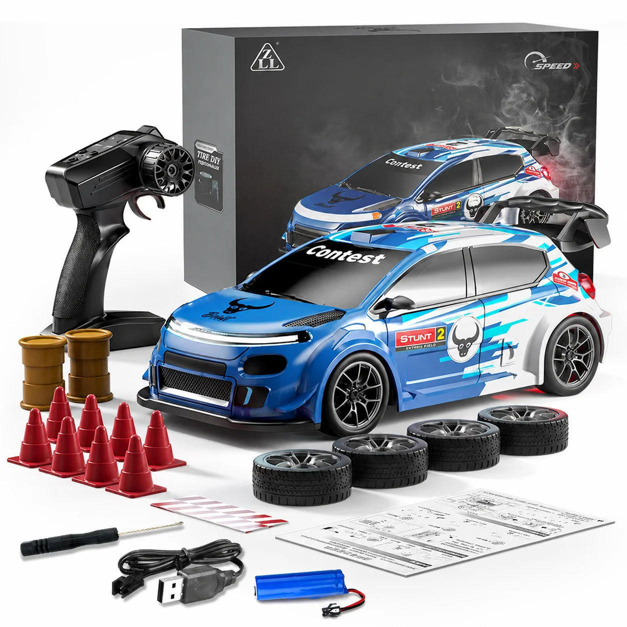 ZNLYRION SG718 1: 24 Scale 4WD RC Drift Car With Replaceable Racing Drift Tires