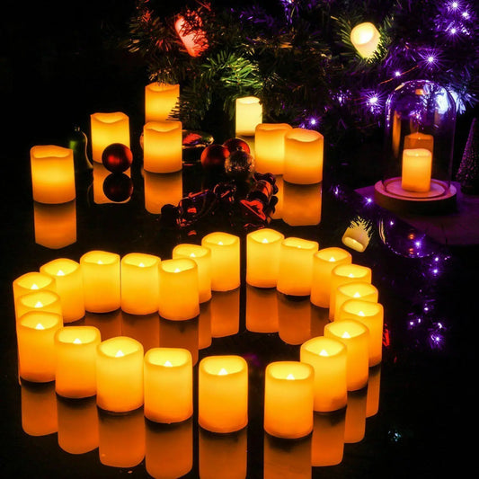 2PCS Flickering Flameless Resin Pillar LED Candle Lights