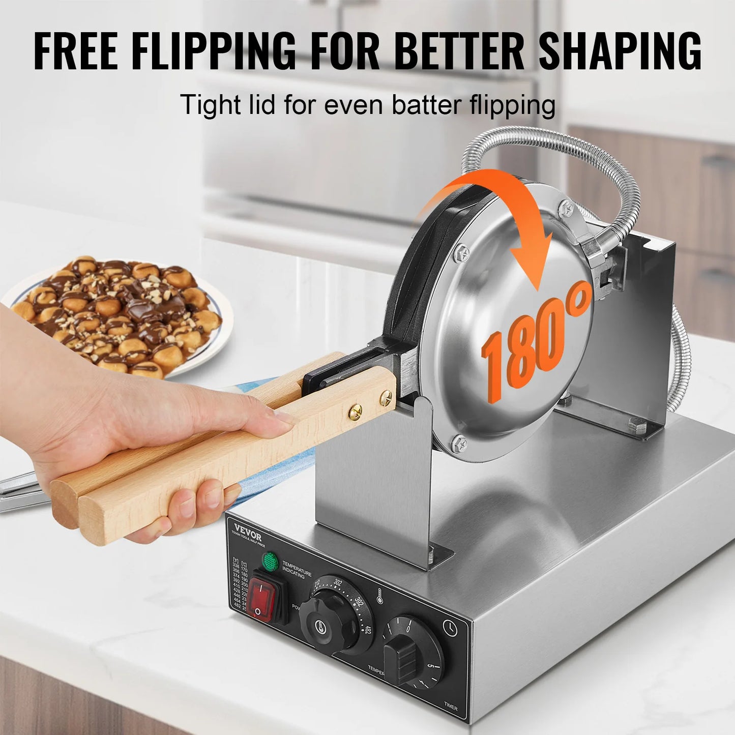 SucceBuy Commercial Egg Bubble Waffle Maker 1400W