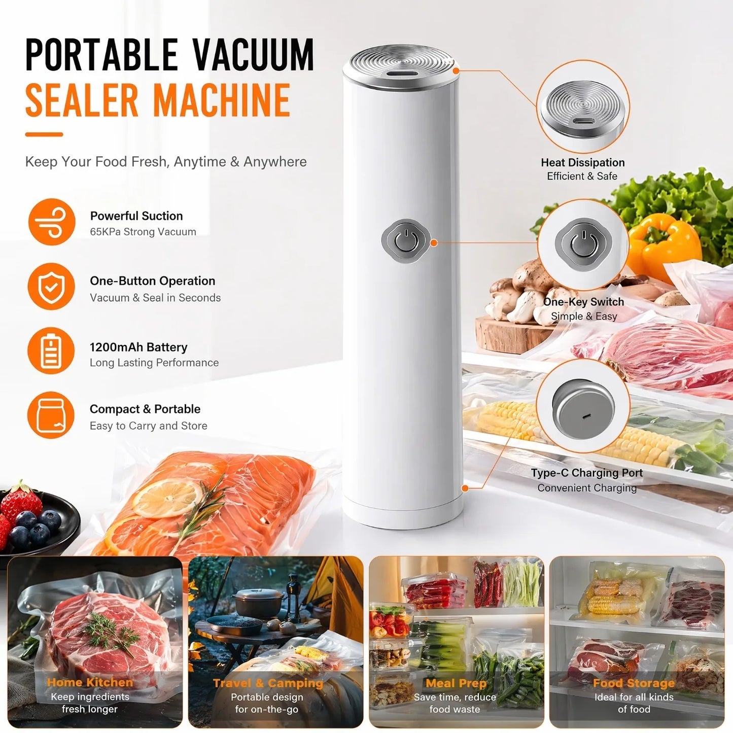 MZROT-80kPa Compact Vacuum Sealer for Food