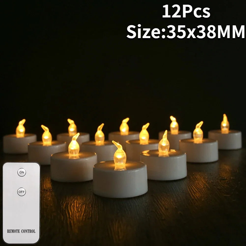 Yeahmart 12/24Pcs Flickering LED Candles Electric Flameless