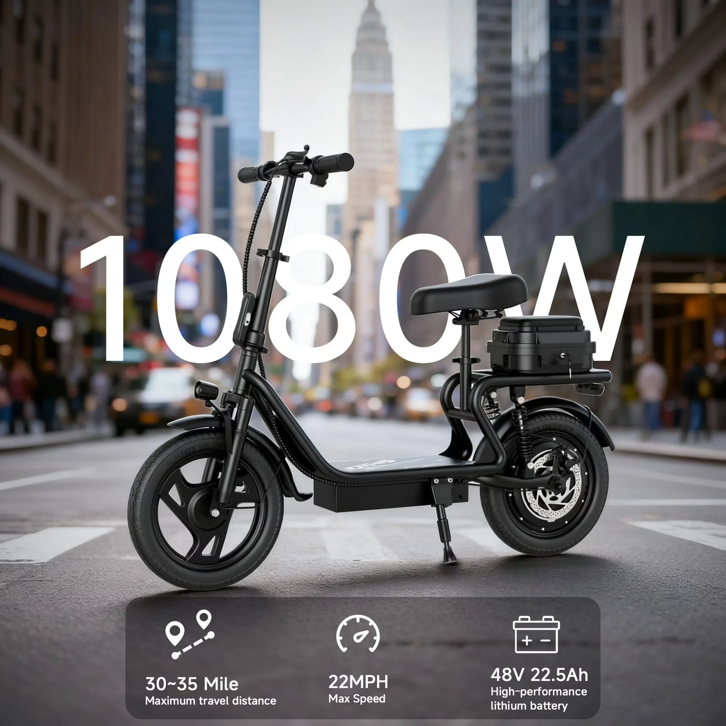 14'' Electric Scooter for Adults with Seat