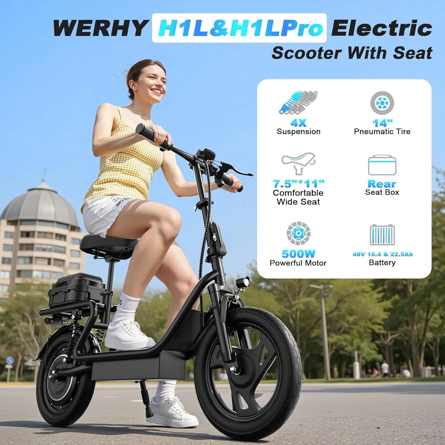 AOVOPRO 14" Electric Bicycle with Box 27/40Miles Max Range 22MPH Top Speed with Dual Suspension Foldable Adult Ebike