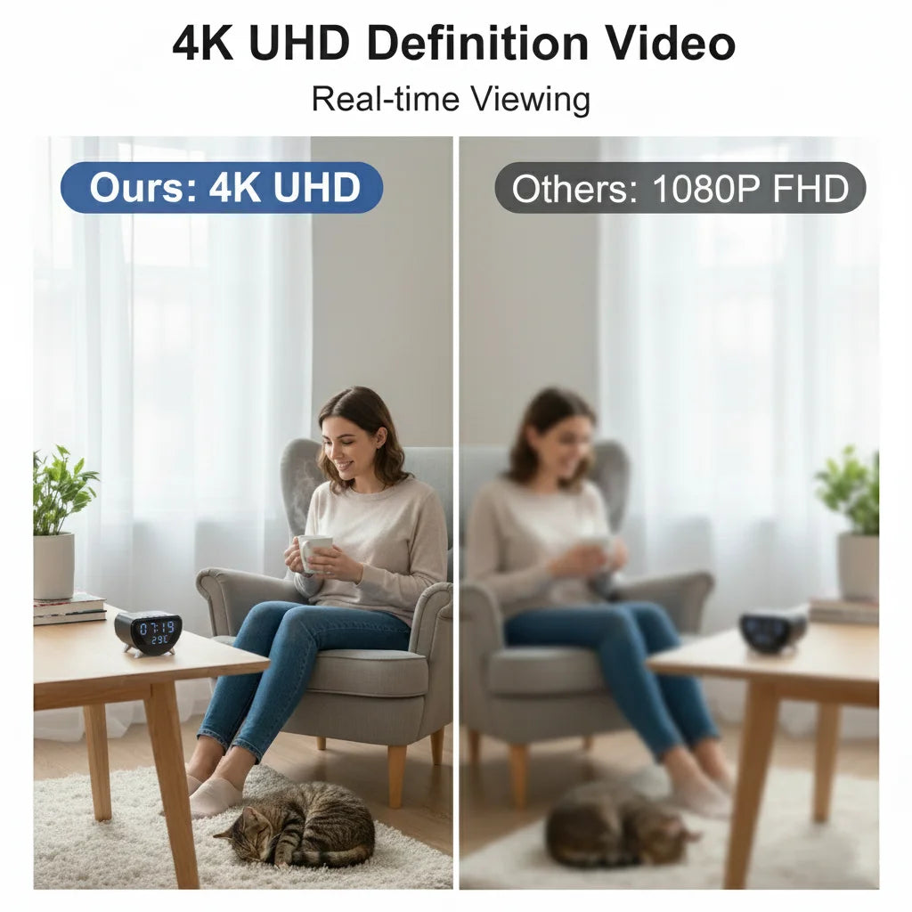4K UHD WiFi Clock Camera, Indoor Surveillance