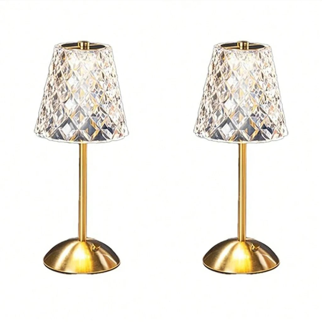 1/2 pcs Rechargeable Crystal Table Lamp with Touch Dimmable