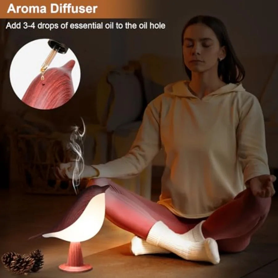 Bird Desk Lamp, Small Table Lamp Cordless Touch Dimmable Night Light