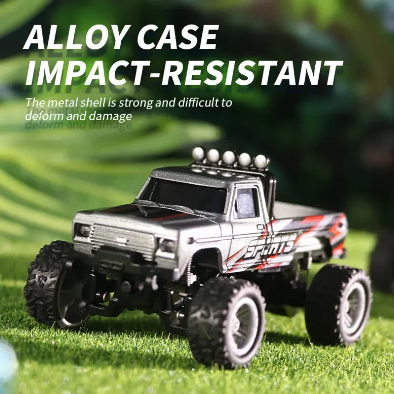 Hotfree 1/64 Mini RC Monster Truck, Metal Off-Road Stomper with Trailer