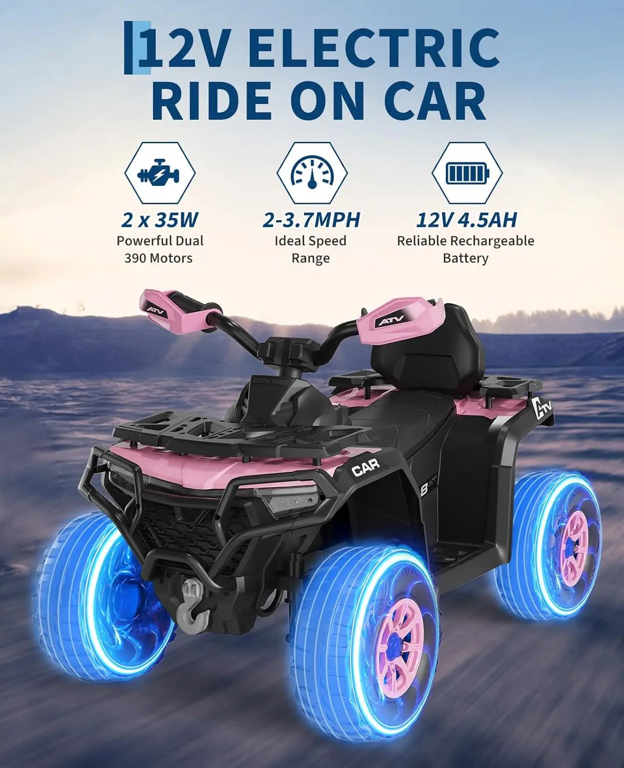 HiMISS 12V Kids Ride-on Electric ATV with Dual 45w Motors