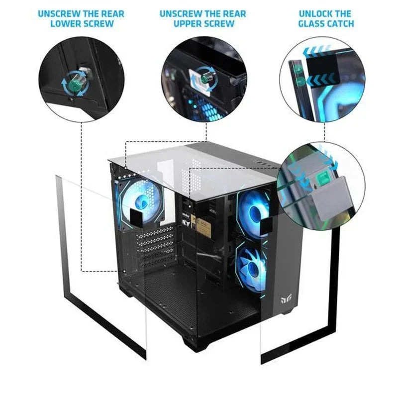 Yeah Magic CUBE MATX PC Case 270° Panoramic View Ultra-Clear