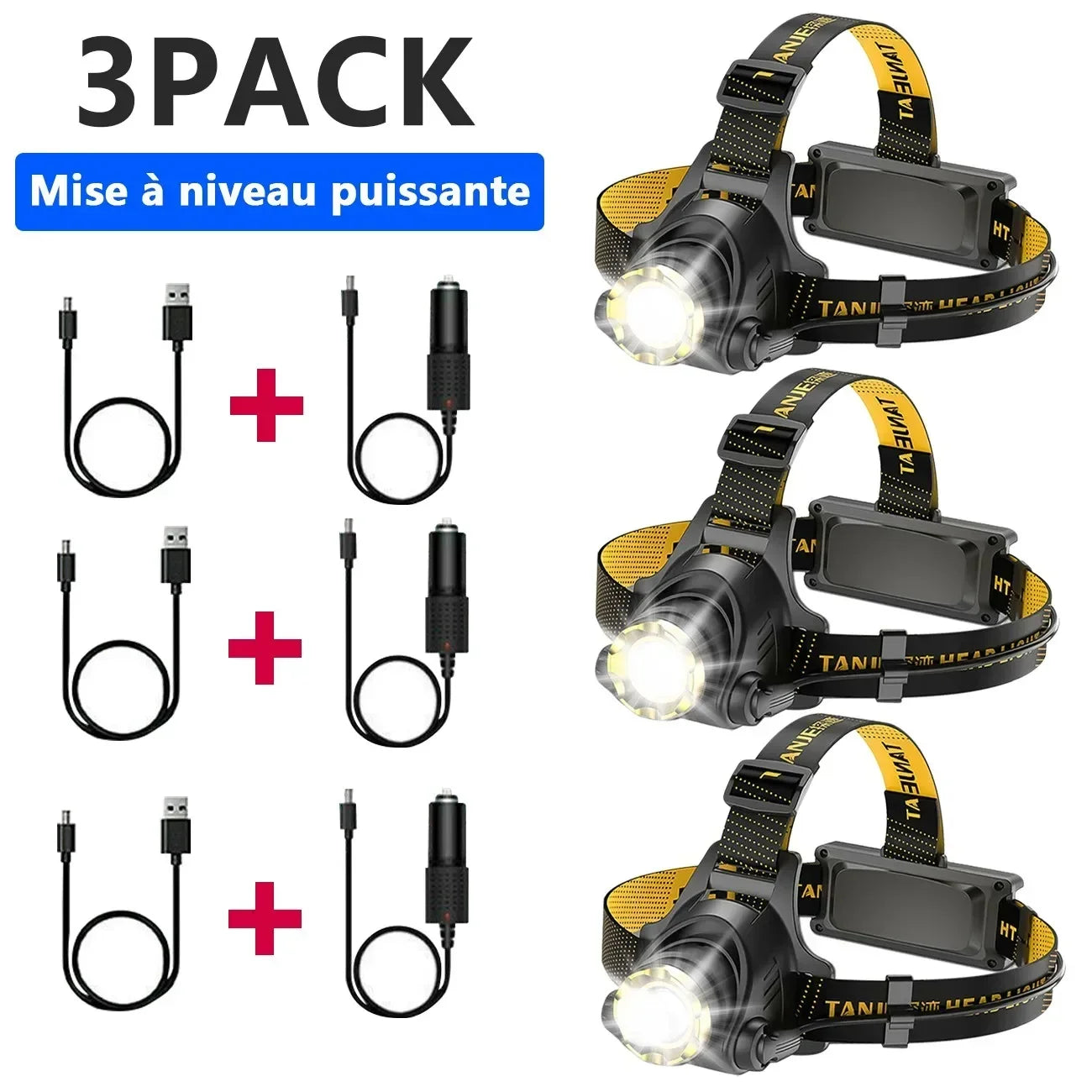 LED Headlamp Rechargeable Head Torch Zoom