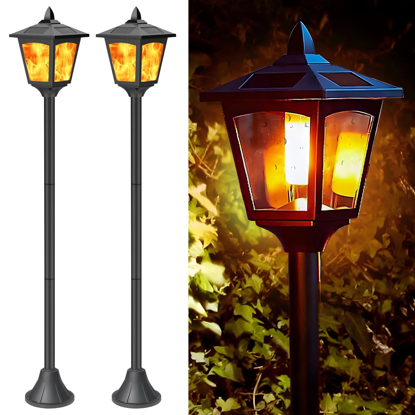 2 pack 40 Inches Mini Solar Torches Flame, Solar Torch Lights
