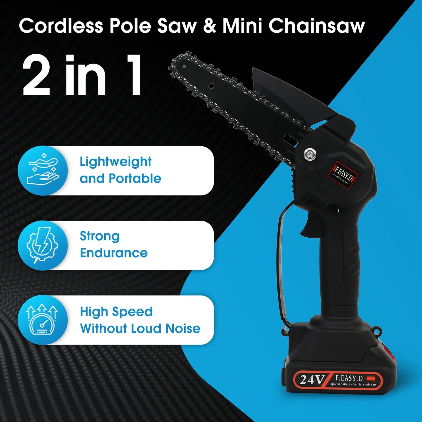 F.EASY.D 2-in-1 Mini Cordless Chainsaw & Pole Saw
