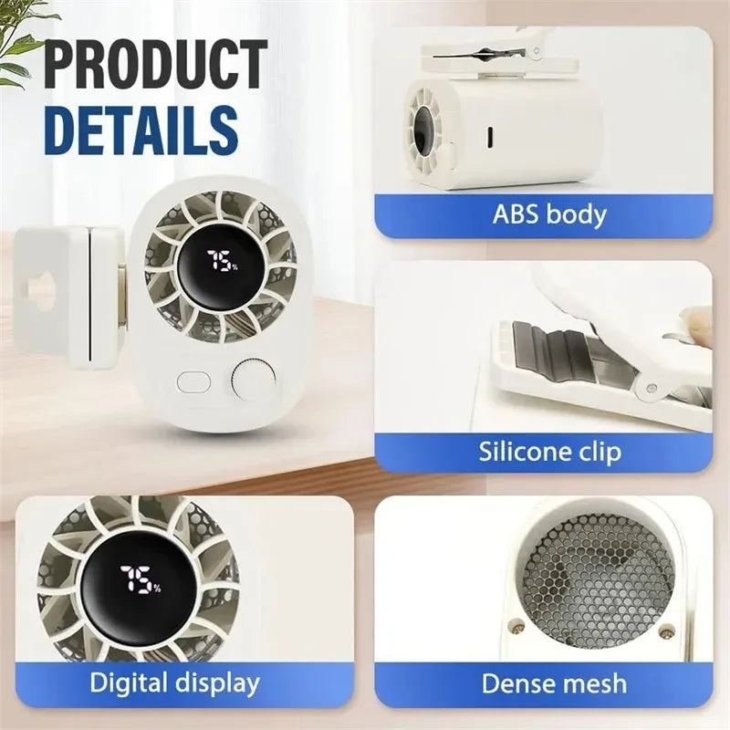 Clip-On Car Fan 360° Rotatable 100-Speed