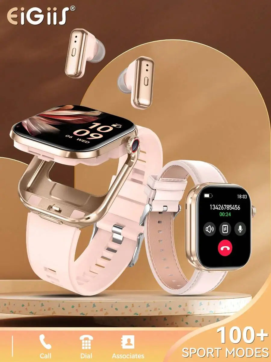 2-In-1 Smartwatch With Built-In Earbuds For Women Men
