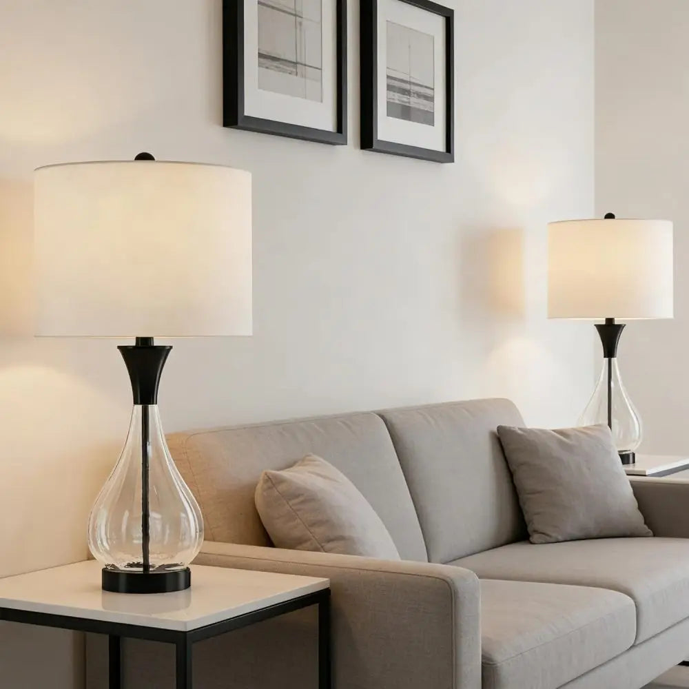 Farmhouse Glass Table Lamp for Living Room