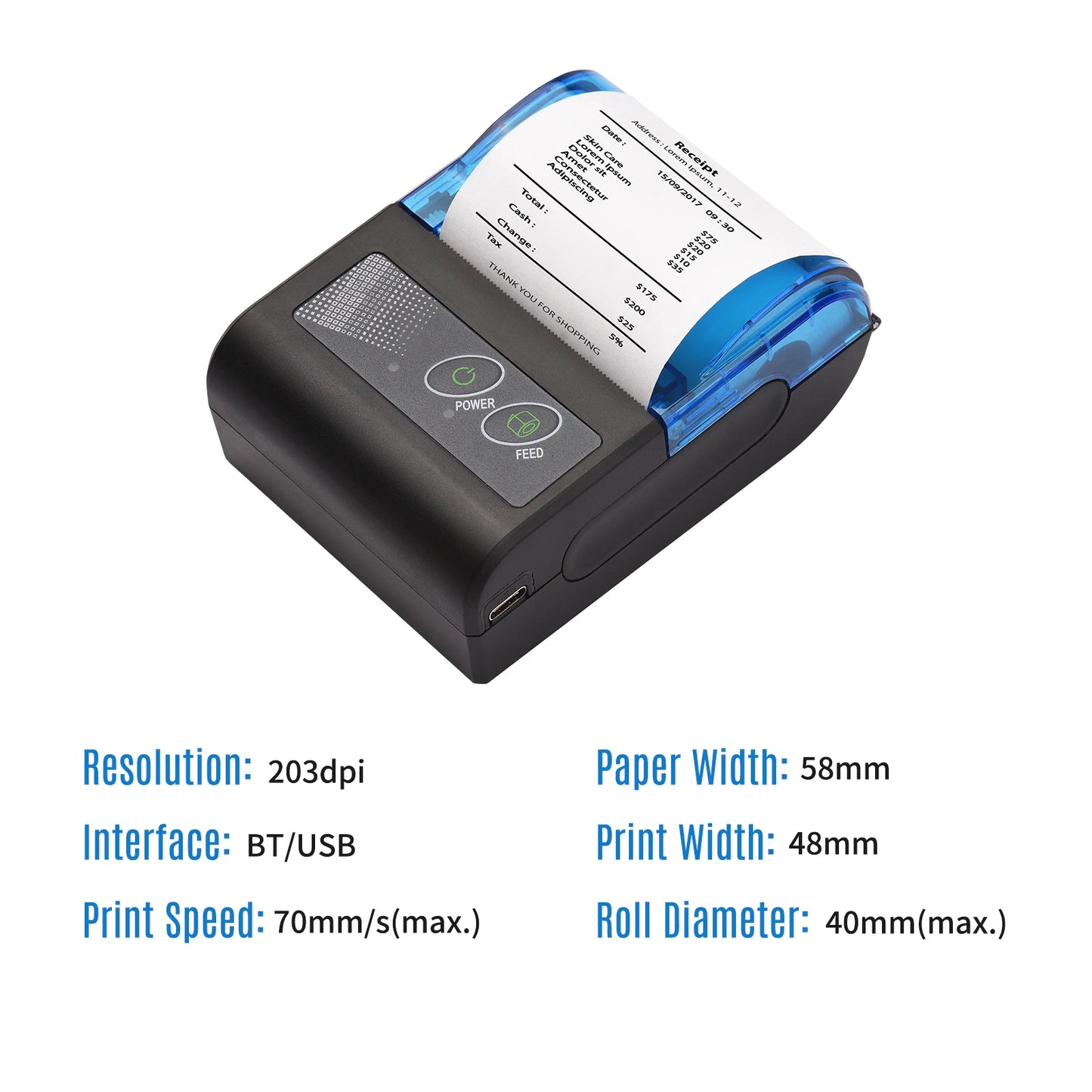 Bisofice Portable Mini Thermal Printer 2 Inch Wireless