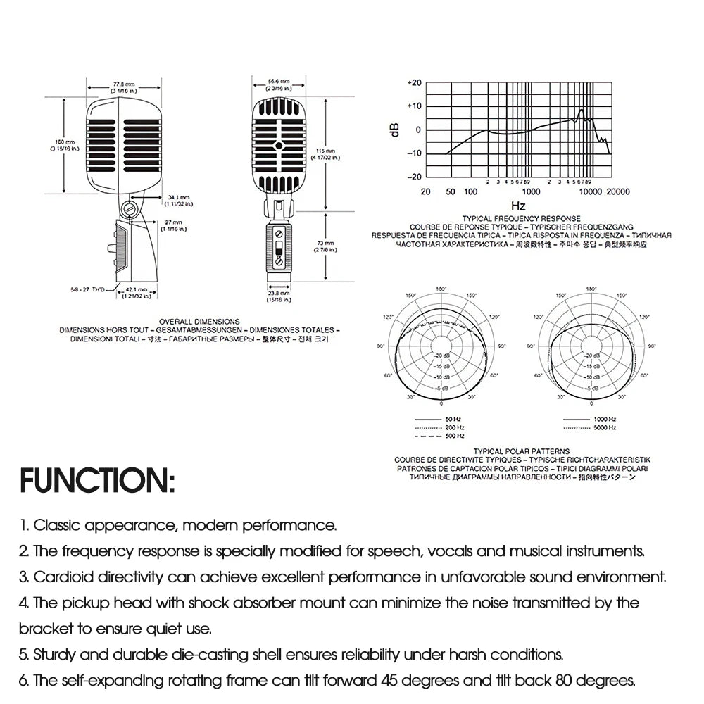 55SH Vintage Style Microphone Simulation Classic Retro