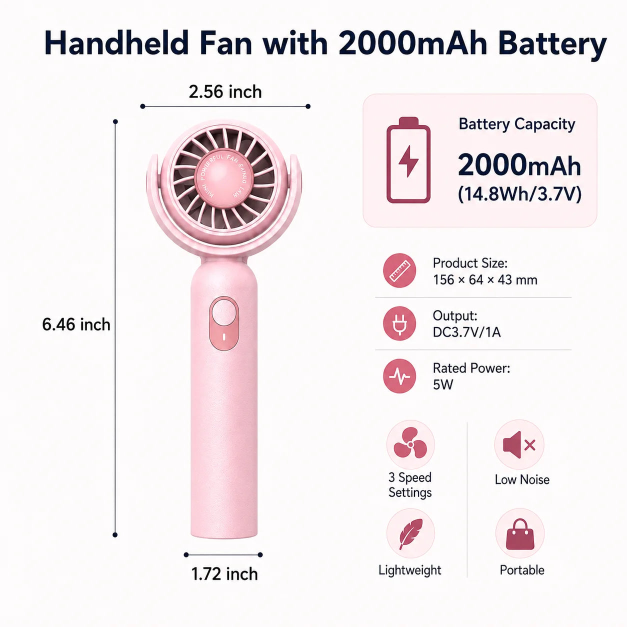 Portable Handheld Fan, Foldable Turbo Mini Fan