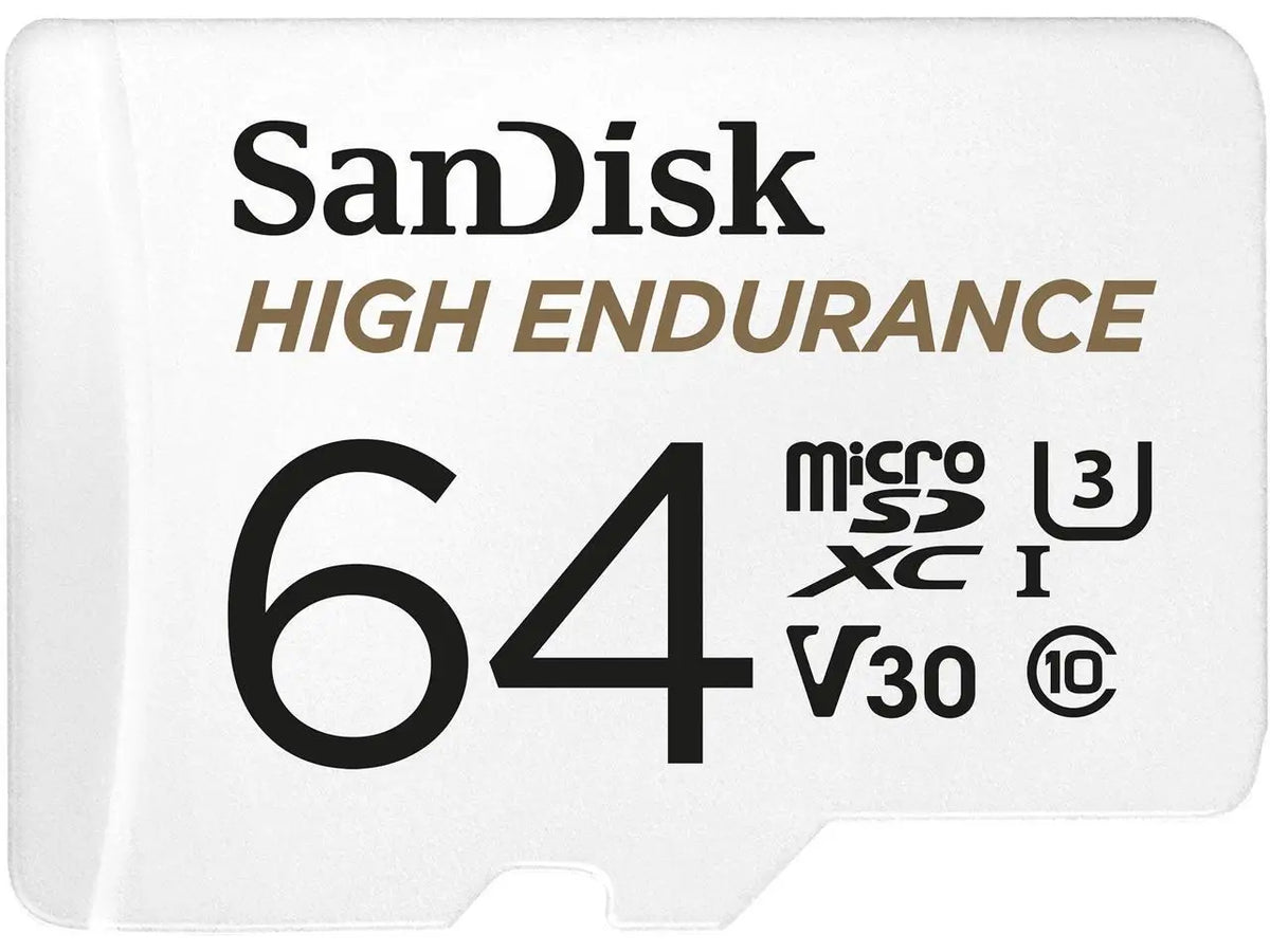 SanDisk 64GB High Endurance MicroSDHC C10, U3, V30, 4k UHD Memory Card