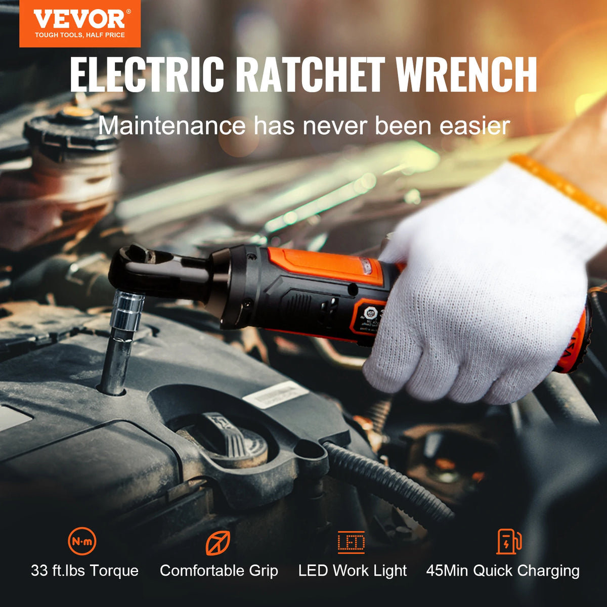SucceBuy 3/8  Cordless Electric Ratchet Wrench