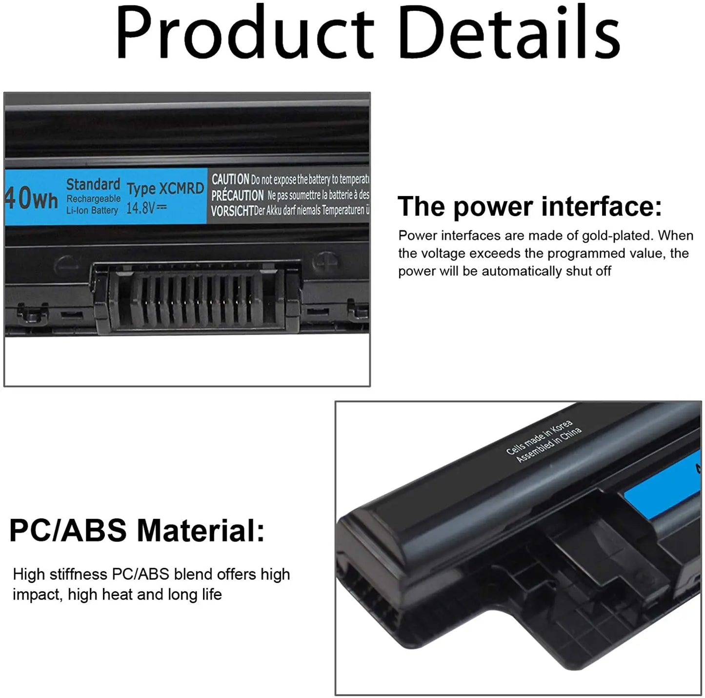 Damaite New 40Wh XCMRD 65WH MR90Y Laptop Battery for Dell Inspiron