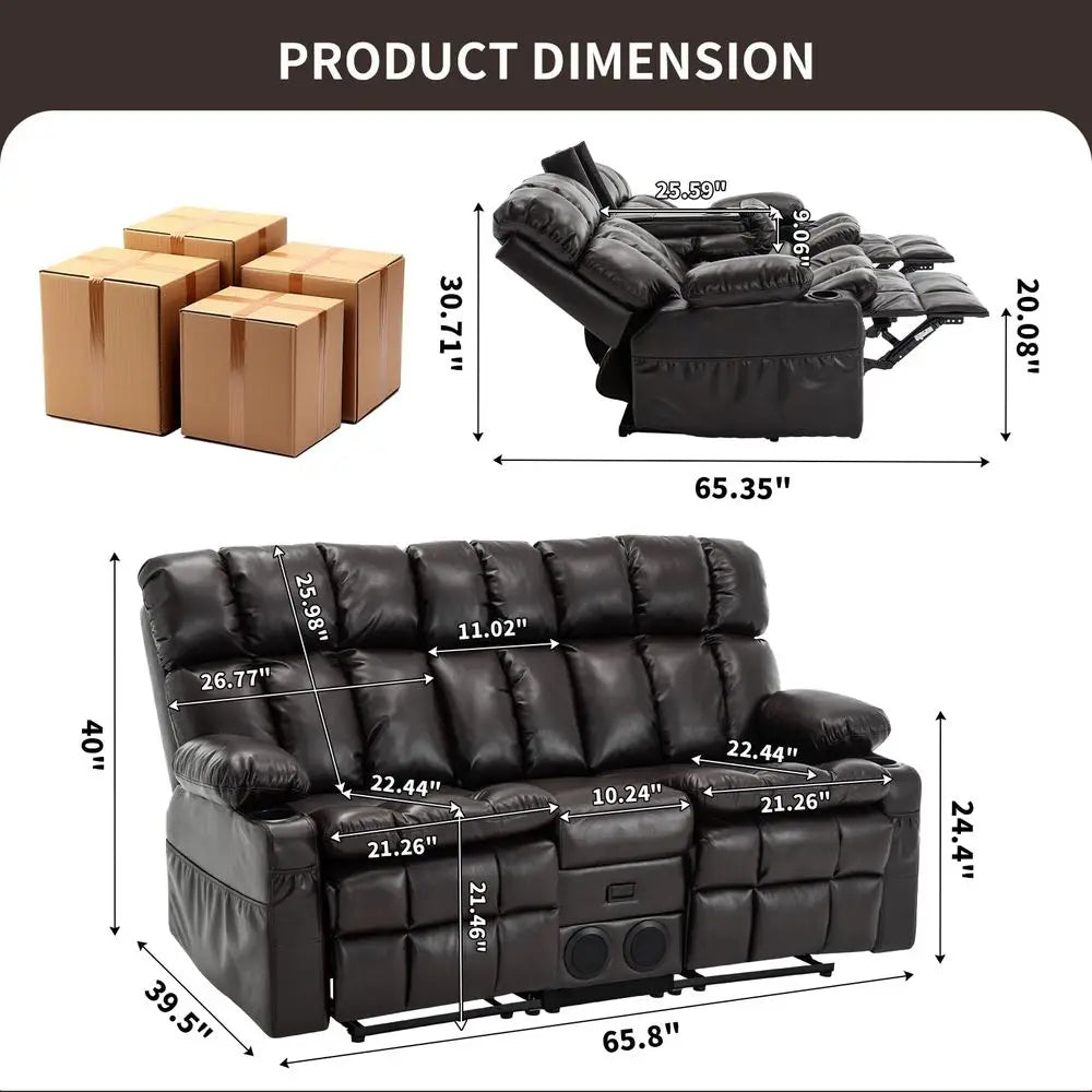 Recliner Sofa, RV Wall Hugger Recliners for Small Spaces, Reclining Loveseat Sofa Recliner with Cup Holders Lumbar Pillows, RV Fur